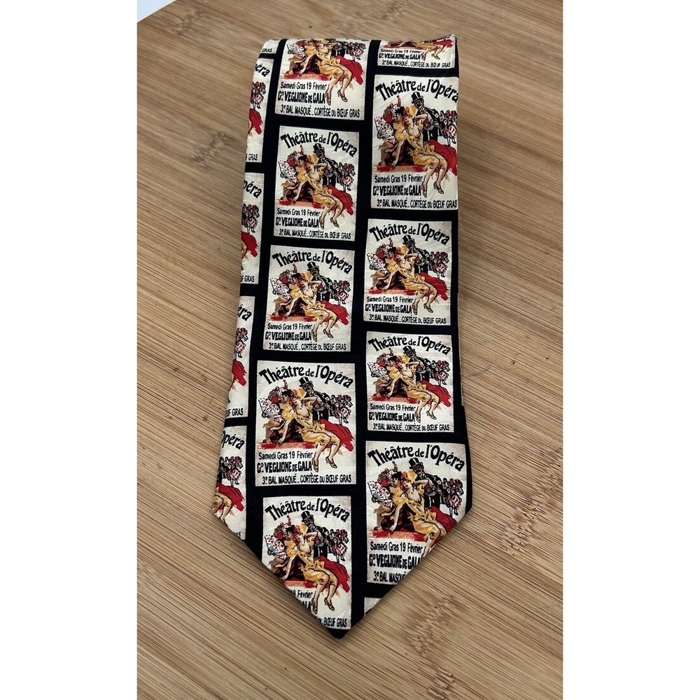 Museum Artifacts Hand Made All Silk Tie Theatre de l'Opera‎ 58 Inches Broadway